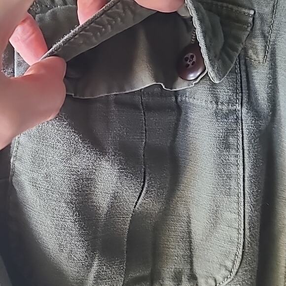 Women's True Religion Army Green Cargo‎ Light Denim Military style Jacket Y2K - Picture 4 of 11